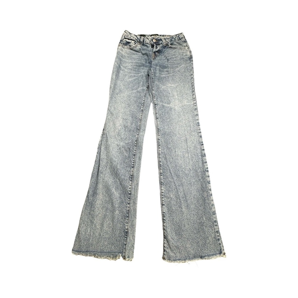 Wild Fable Jeans Womens 0 Blue High Rise Bootcut Button Fly Raw Hem Denim